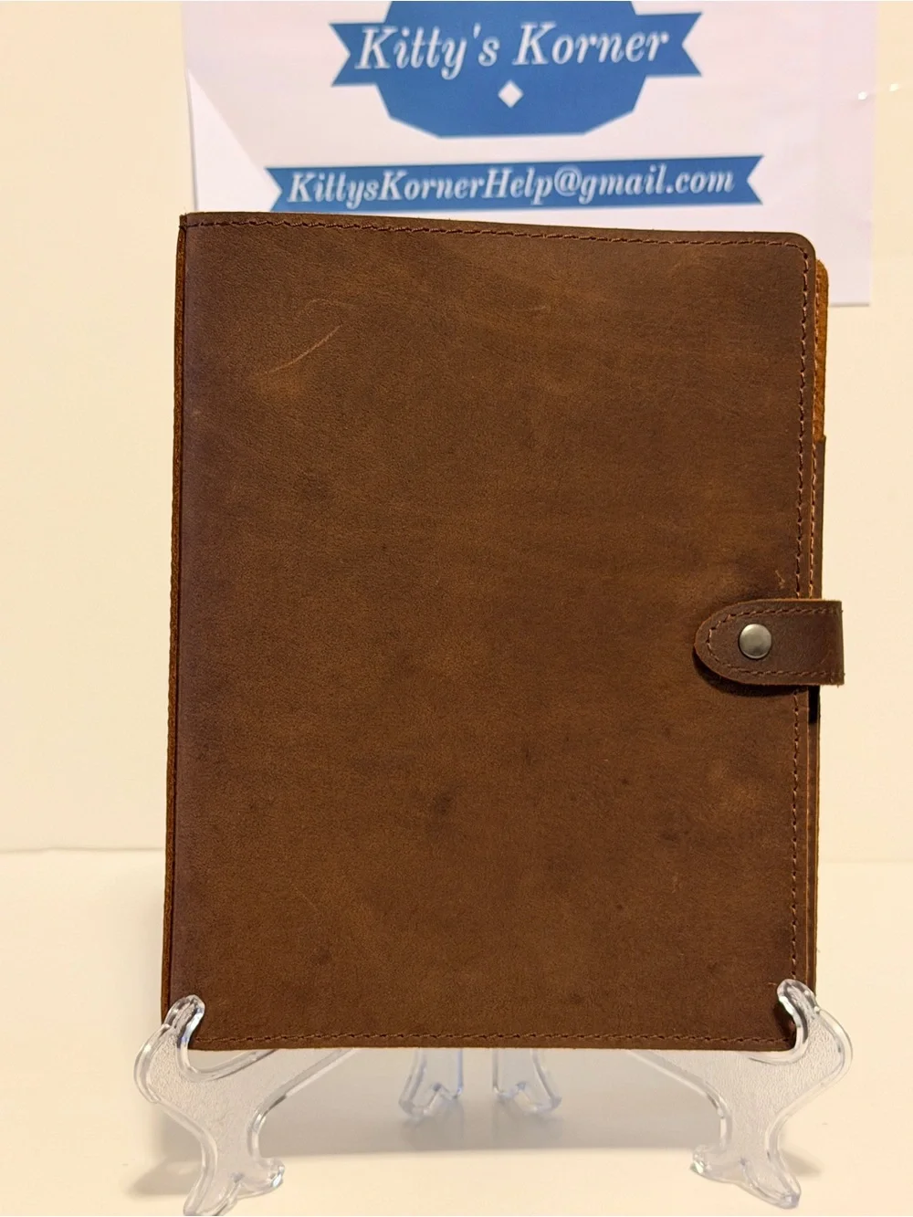 NWOT Fan & Ran Brown Leather Foilo/Journal 3 ring Binder/Case with Snap Closure